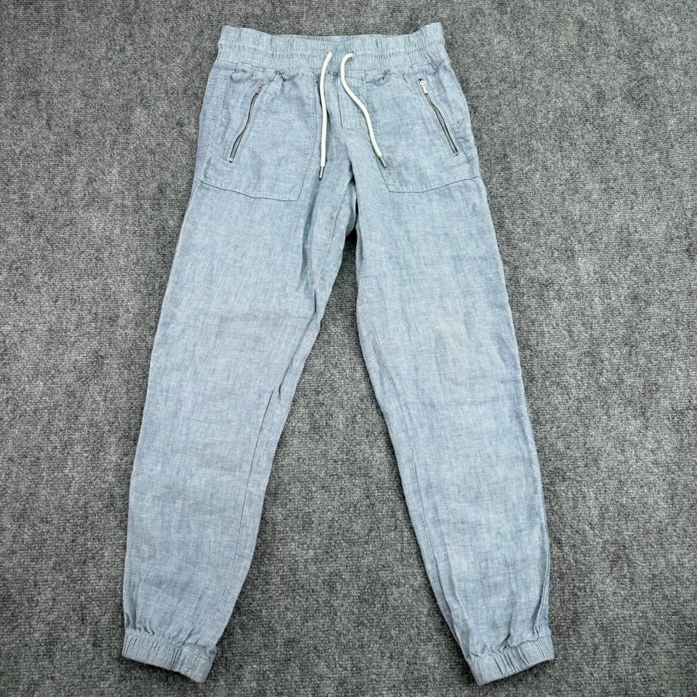 Athleta Pants‎ Women's Size 0 (27x27) Blue Cabo Linen Jogger Drawstring Pockets